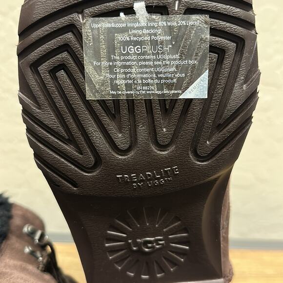 UGG Romely Heritage Lace Suede Wool Boots Brown Black Size 11 Water Repellent - Picture 12 of 13